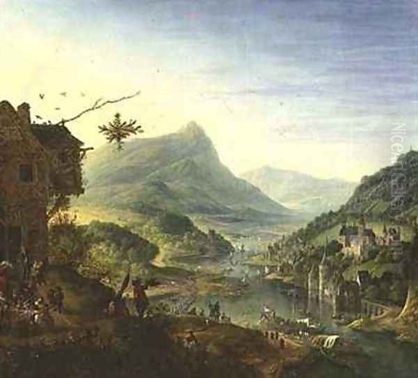 Panoramic view on the Rhine Oil Painting by Jan the Elder Griffier