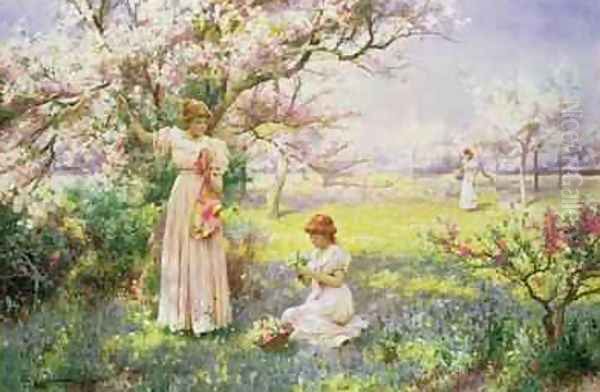 Spring Picking Flowers Oil Painting by Alfred Augustus I Glendenning