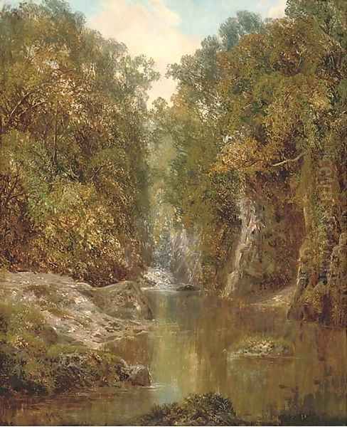 A wooded river landscape Oil Painting by Alfred Augustus I Glendenning