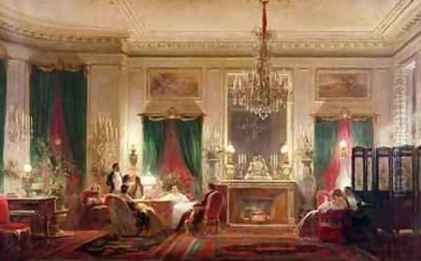 Salon of Princess Mathilde Bonaparte 1820-1904 Rue de Courcelles Paris Oil Painting by Charles Giraud