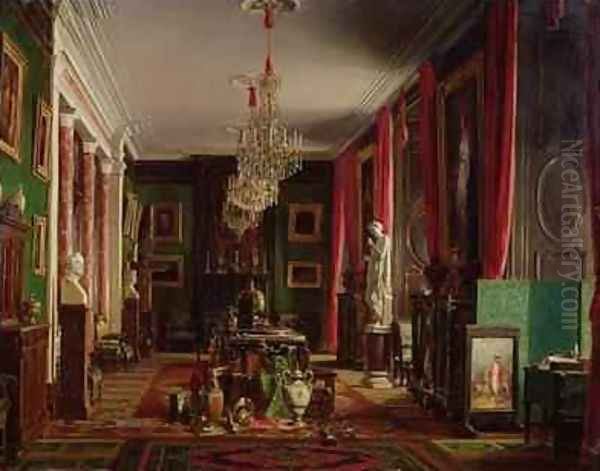 Interior of the Office of Alfred Emilien 1811-92 Count of Nieuwerkerke Director General of the Imperial Museums at the Louvre Oil Painting by Charles Giraud