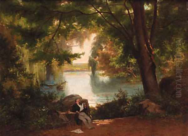 A noble man in a parc Oil Painting by Charles Giraud