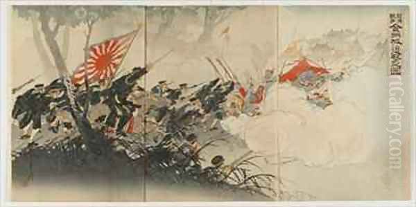 Battle at Jinzhou Meiji era Oil Painting by Ogata Gekko