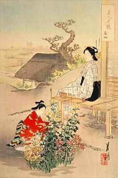 Chrysanthemum Garden Oil Painting by Ogata Gekko