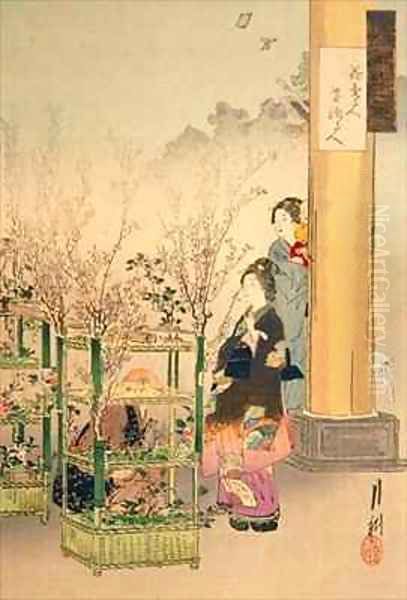 Flower Seller Flower Arranger Oil Painting by Ogata Gekko