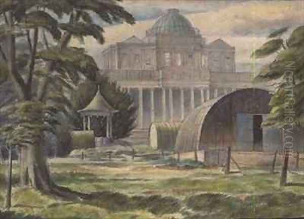 Nissen Huts Outside the Pittville Pump Room Cheltenham Oil Painting by William Gaydon