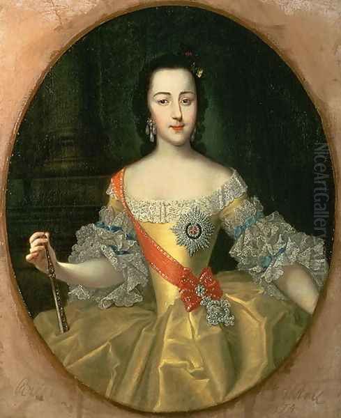 Portrait of Grand Duchess Yekatrina Alexeyevna later Catherine II Oil Painting by Georg Christoph Grooth