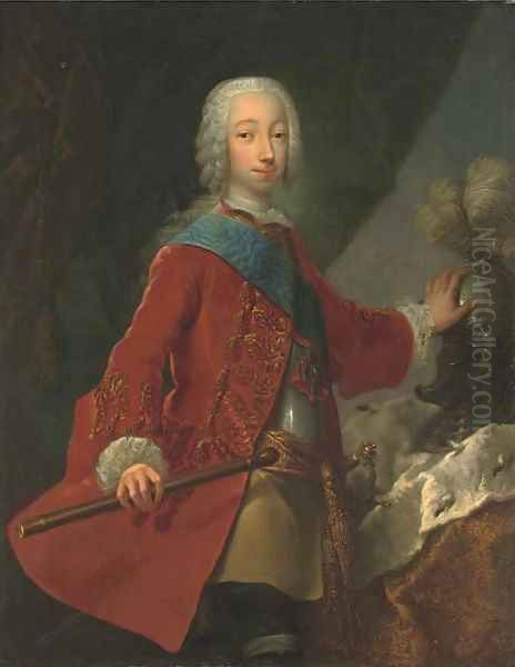 Portrait of the Grand Duke Peter Fedorovich with a baton Oil Painting by Georg Christoph Grooth