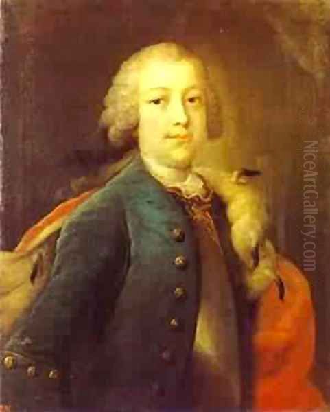 Portrait Of Prince Boris Kurakin (1733-1764) 1748 Oil Painting by Georg Christoph Grooth