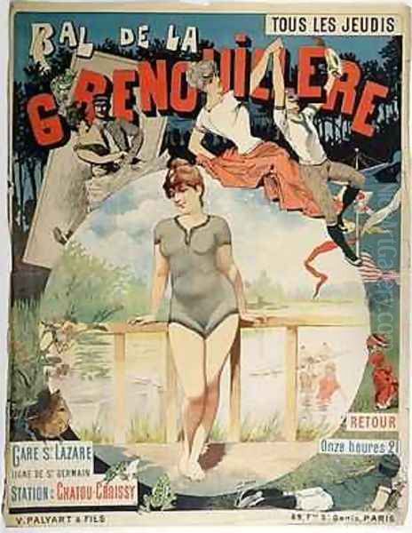 Poster advertising the Bal de la Grenouillere Oil Painting by Henri (Boulanger) Gray