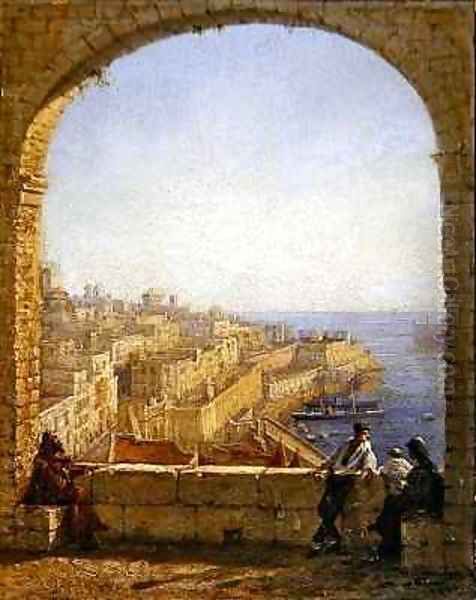 Inside the Fortifications Valetta View from the Arch by Day Oil Painting by Girolamo Gianni