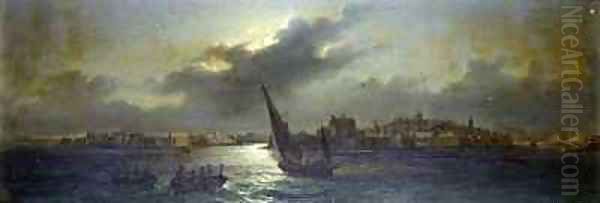 View from Malta off the Harbour Oil Painting by Girolamo Gianni