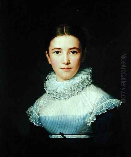 Portrait of Lina Groger the foster daughter of the Artist Oil Painting by Friedrich Carl Groger