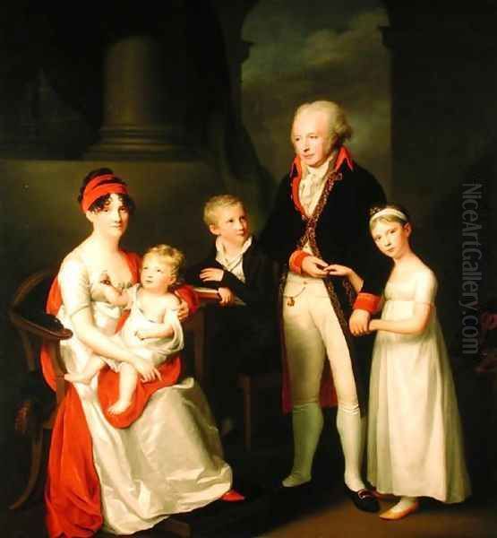 Marc Andre Souchay 1759-1814 and His Family Oil Painting by Friedrich Carl Groger