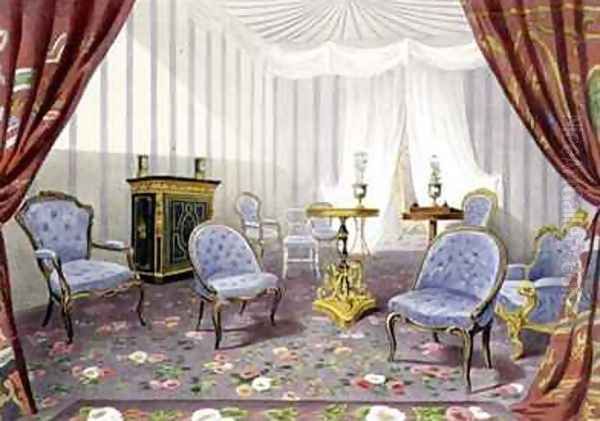 Crystal Palace the Queens Retiring Room from Recollections of the Great Exhibition Oil Painting by Walter Goodall