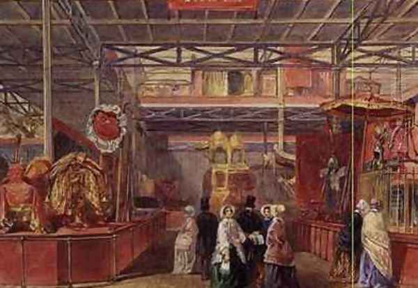 The Indian Court and Elephant Trappings the Great Exhibition Oil Painting by Walter Goodall