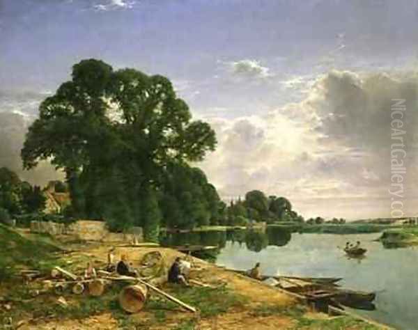 On the Thames Oil Painting by William W. Gosling