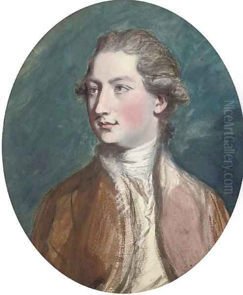 Portrait of a gentleman, bust-length, in a red coat Oil Painting by Daniel Gardner