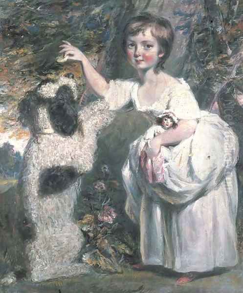 Portrait of Anne Charlotte de Lancy, later Mrs. John Loudon of Wildam, with her dog Oil Painting by Daniel Gardner