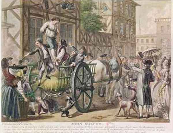 Chastisement of John Malcom by the Boston populace on January 25th 1774 Oil Painting by Francois Godefroy