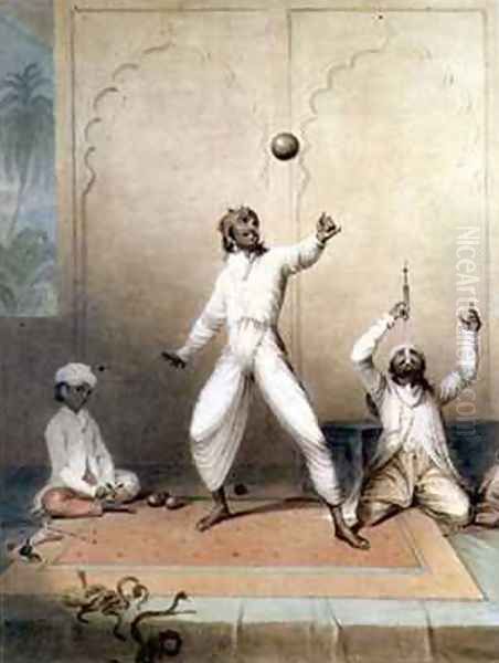 The Indian Jugglers Oil Painting by J. Green