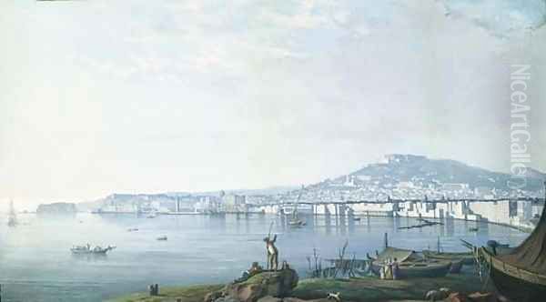 The Bay of Naples from Marinella Oil Painting by Saviero Xavier della Gatta