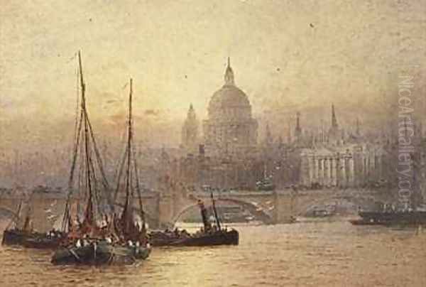 London Bridge Oil Painting by Frederick E.J. Goff