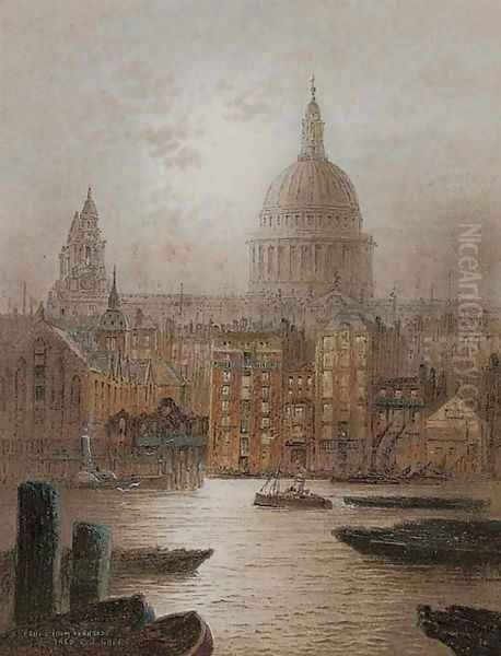 St Paul's from Bankside Oil Painting by Frederick E.J. Goff