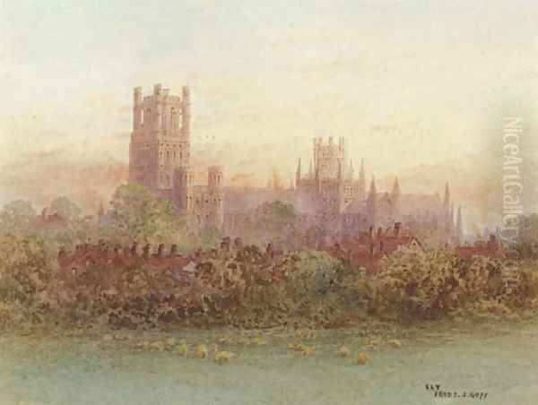 Ely Cathedral Oil Painting by Frederick E.J. Goff