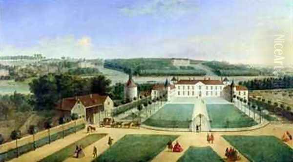 Chateau of Charles Guillaume Le Normant Seigneur dEtoilles Oil Painting by Charles Laurent Grevenbroeck