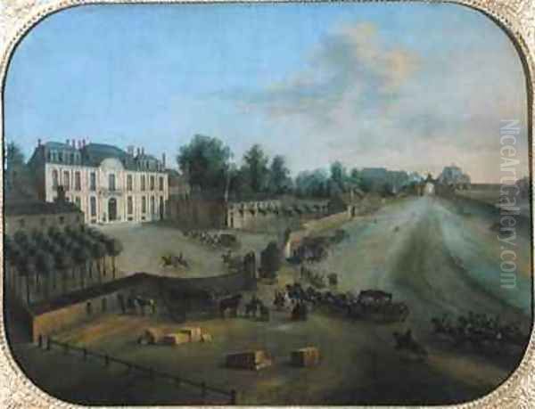 View of the Chateau de la Muette with the arrival of King Louis XV 1710-74 Oil Painting by Charles Leopold Grevenbroeck