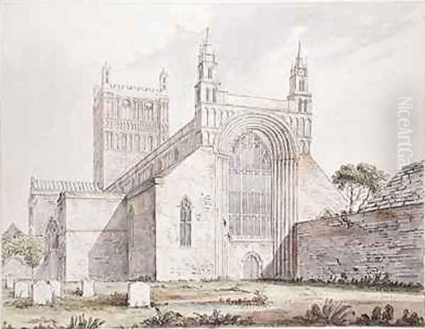 Tewkesbury Church Gloucestershire Oil Painting by Moses Griffith