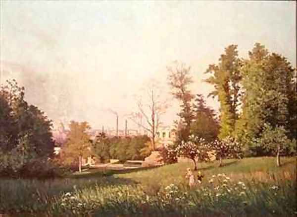 In the Park at Issy les Moulineaux Oil Painting by Prosper Galerne