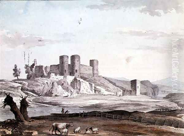 Rhuddlan Castle from the Bridge Oil Painting by Samuel Hieronymous Grimm