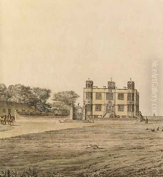 A view of Barlborough Hall, Derbyshire Oil Painting by Samuel Hieronymous Grimm