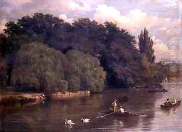 A River Scene in Kent Oil Painting by Arthur Gilbert