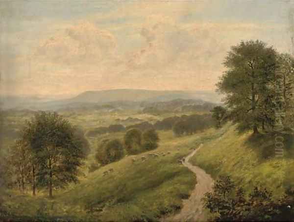 A path through a summer landscape Oil Painting by Arthur Gilbert