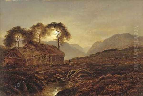 Night, a Highland Home Oil Painting by Arthur Gilbert