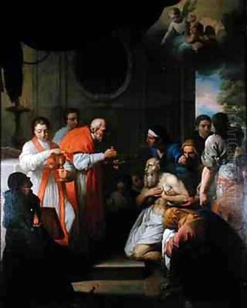 St Roch curing the plague stricken Oil Painting by Jacques Gamelin