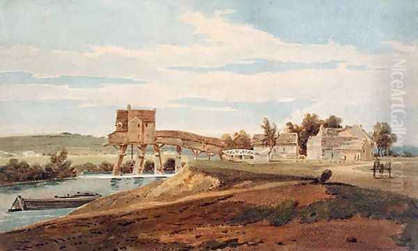 The Watermill above the Bridge at Charenton Oil Painting by Thomas Girtin