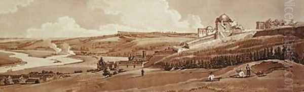 View of the Marly Aqueduct from Palace Terrace at St Germain en Laye Oil Painting by Thomas Girtin