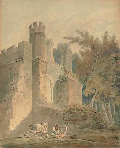 A woodman before a castle Oil Painting by Thomas Girtin