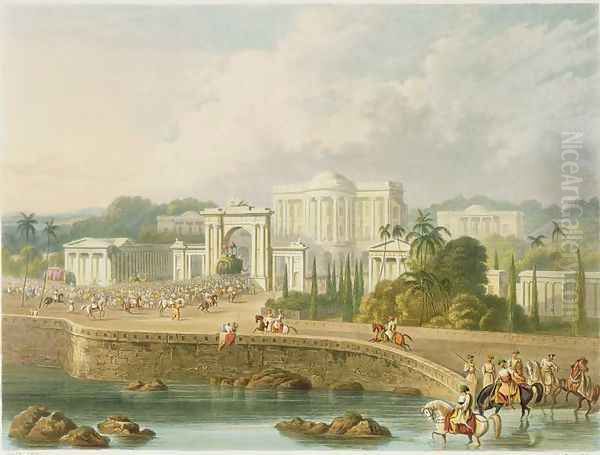 The British Residency at Hyderabad in 1813 Oil Painting by Grindlay, Captain Robert M.