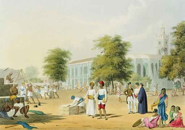 Scene in Bombay Oil Painting by Grindlay, Captain Robert M.