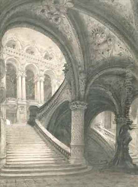 The Staircase of the Paris Opera House Oil Painting by Charles Garnier