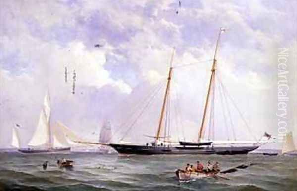 A Portrait of the 110 Ton Royal Yacht Squadron Schooner Viking off the Needles Oil Painting by Charles Gregory