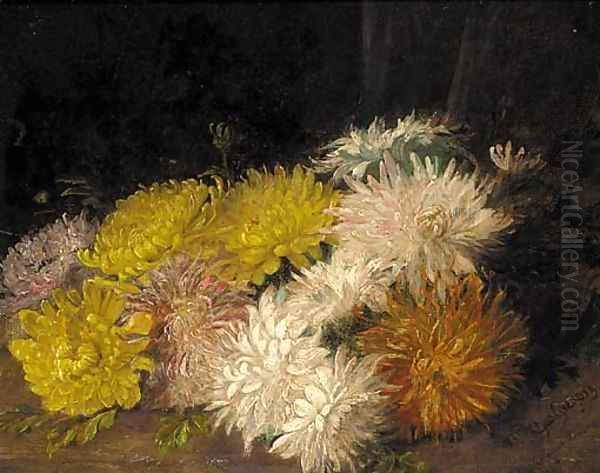 Chrysanthemums Oil Painting by Charles Gregory