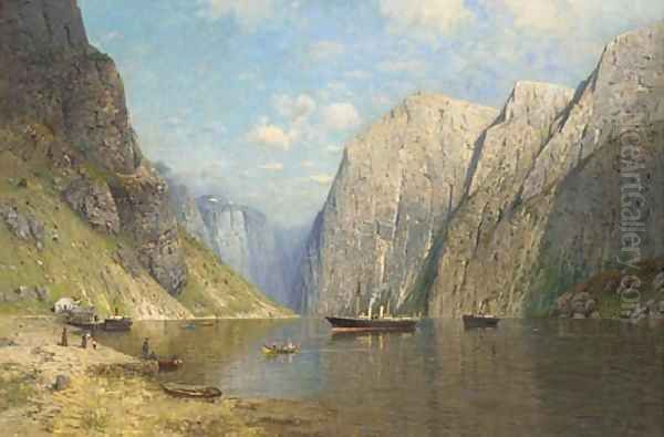 A Norwegian fjord Oil Painting by Greben