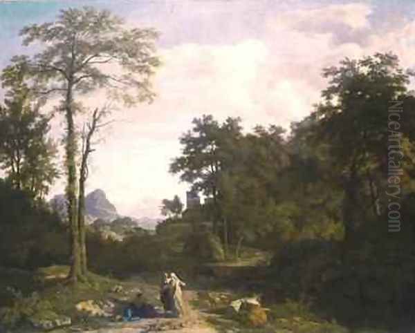 Arcadian Landscape Oil Painting by Johannes (Polidoro) Glauber