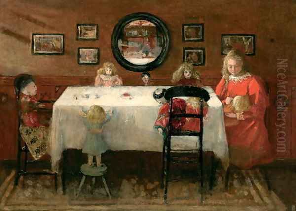 The Dolls Tea Party Oil Painting by Edytha Margaret Goodwin